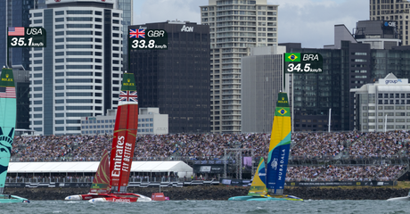 Auckland Harbour, New Zealand at the 2025 SailGP Season