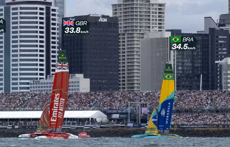 Auckland Harbour, New Zealand at the 2025 SailGP Season