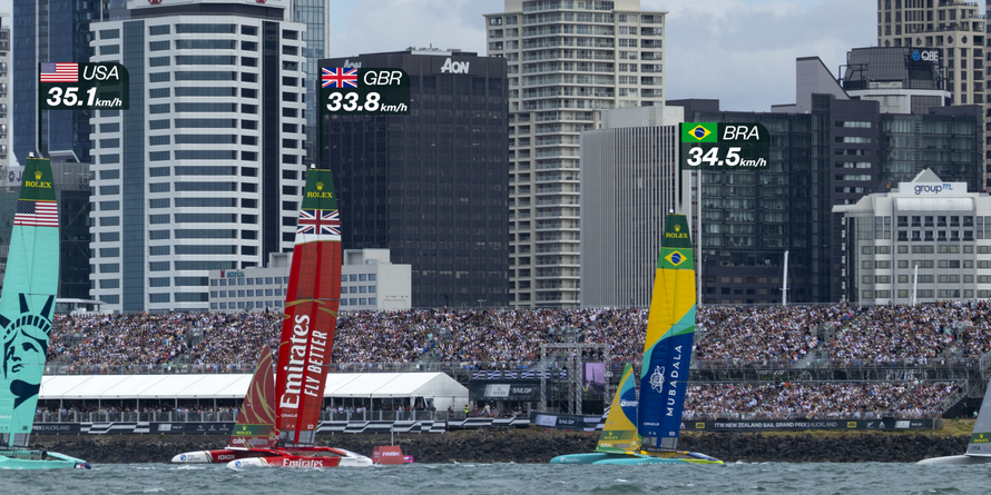 Auckland Harbour, New Zealand at the 2025 SailGP Season